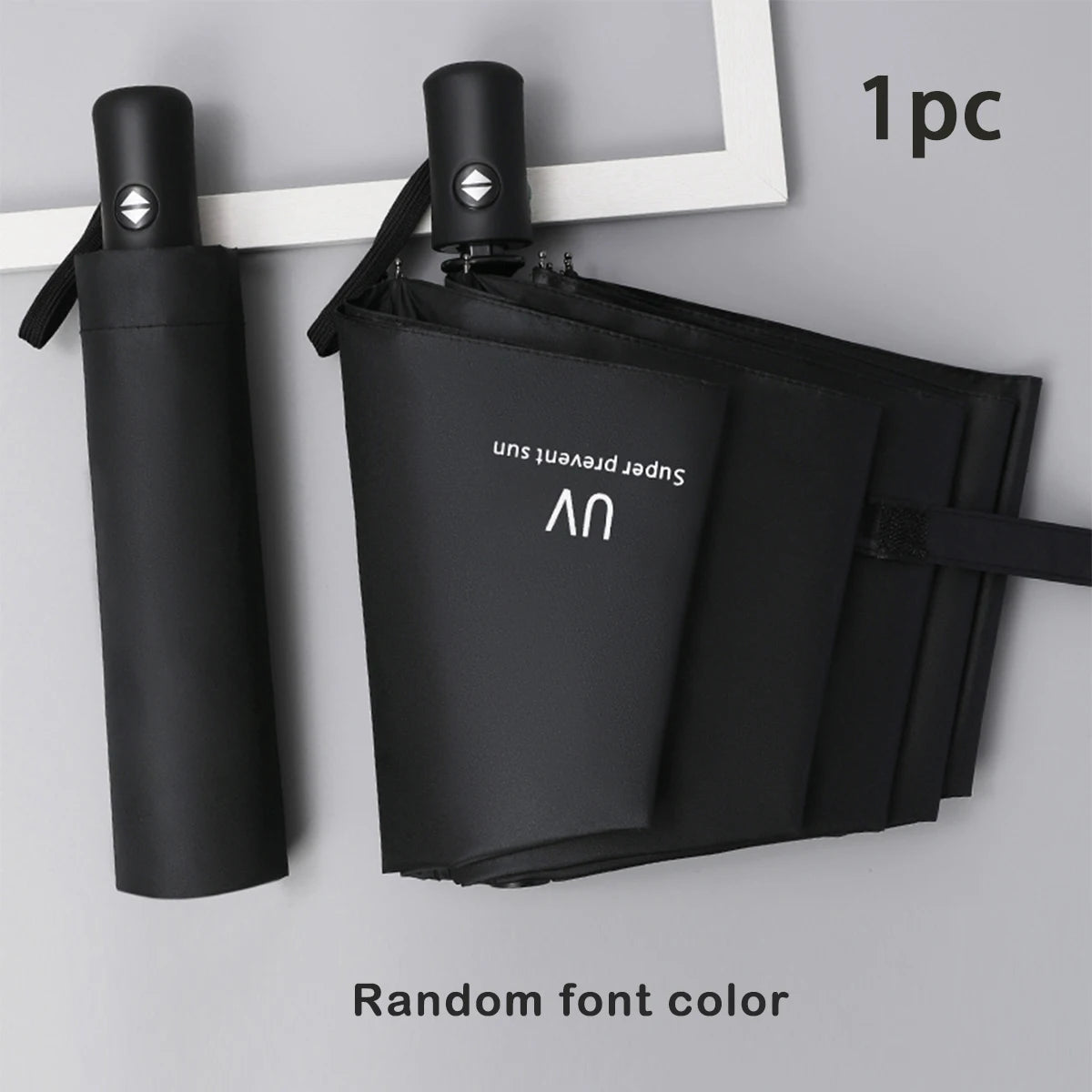 8-Rib Automatic High Quality Umbrella - One-Touch Open/Close, Compact Foldable Design for Men & Women, Navy & Black, Business &