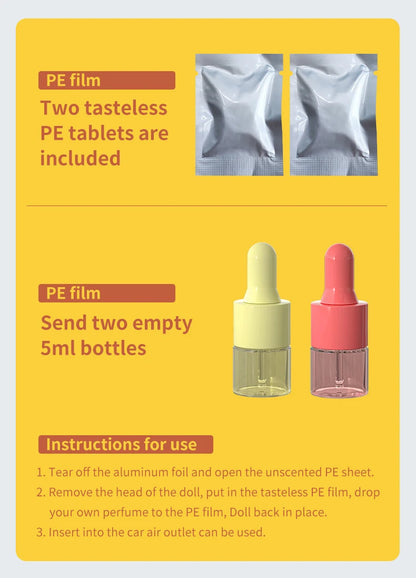1PC Car Magnetic Cute Cartoon Figure Air Outlet Clip Aromatherapy - Complimentary Two Unscented PE Tablets and Two 5ml Bottles