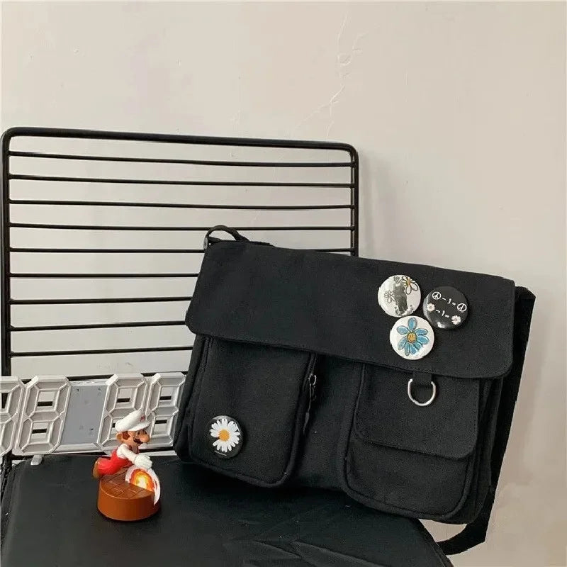 Xierya Women Canvas Messenger Bag Youth Ladies Fashion Shoulder Bag Student Large Capacity Female Crossbody Bags Woman Packet