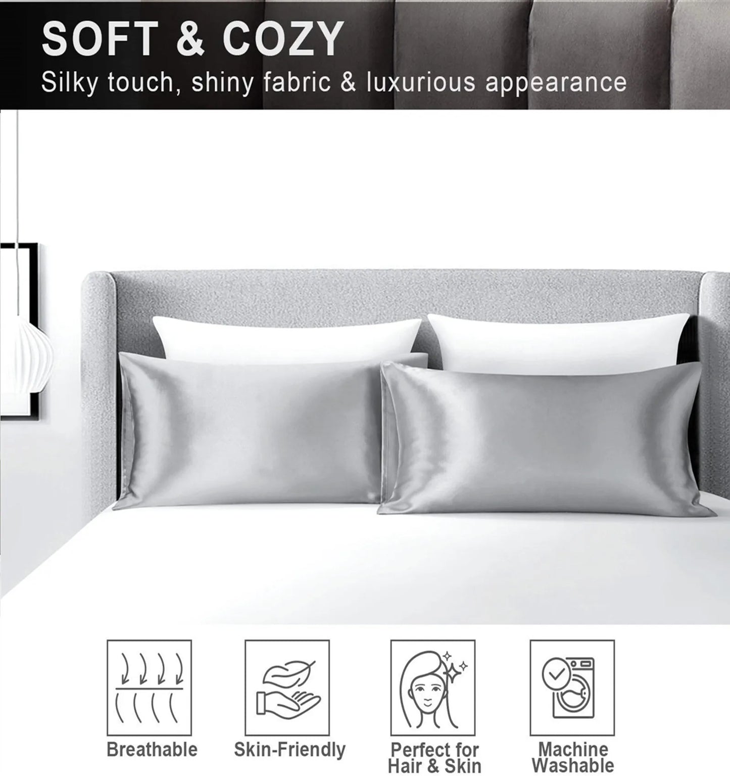 JuwenSilk silky stain pillowcase silky pillowcase natural silk pillowcase mulberry silk pillow case standard queen k