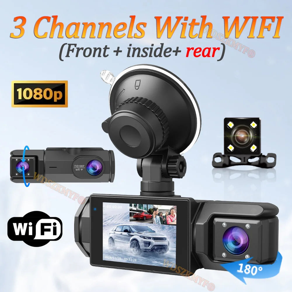 3LENS WIFI Dash Cam Car Camera 1080P Video Recorder Car DVR 2Len Front Options Rear View Camera Night Vision Car Accessories