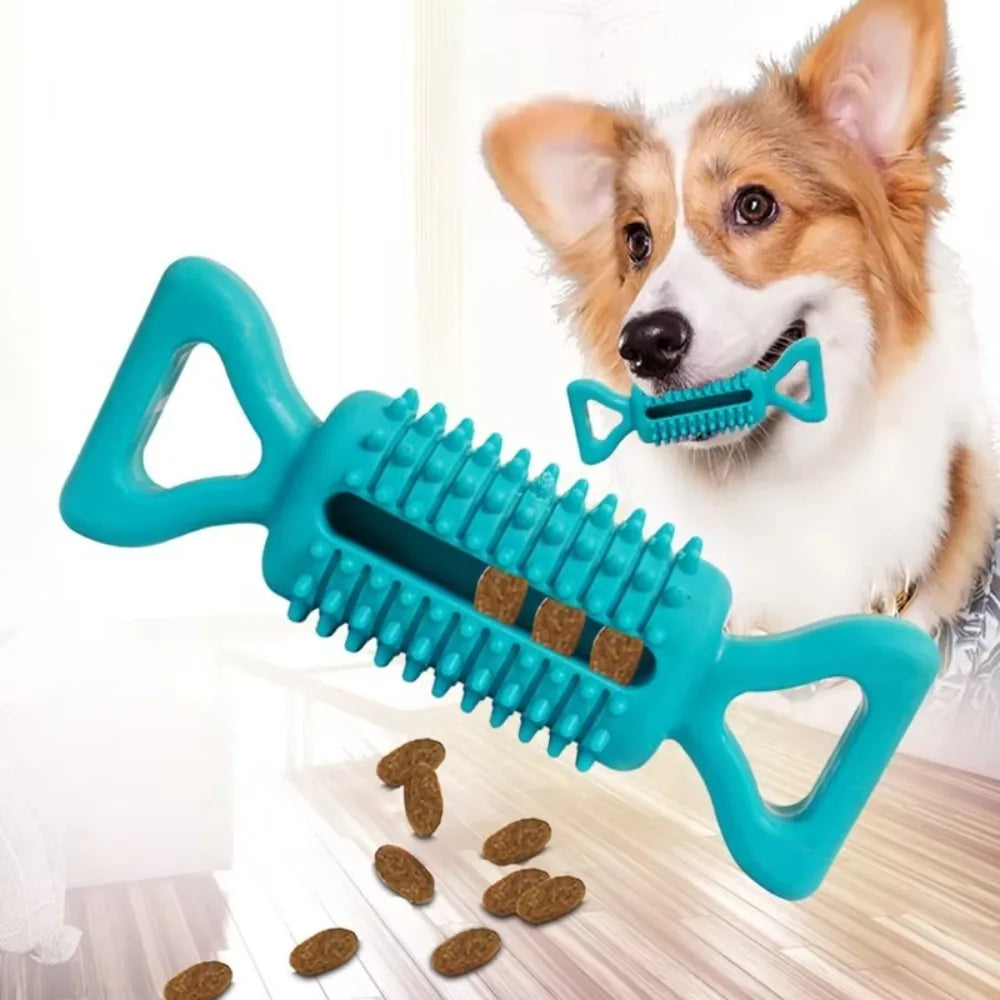 Dog Hollow Ball Toy Rubber Chew Toys for Dogs Cleaning Teeth Molar Bite Resistant Toy with Bell Puppy Training Game
