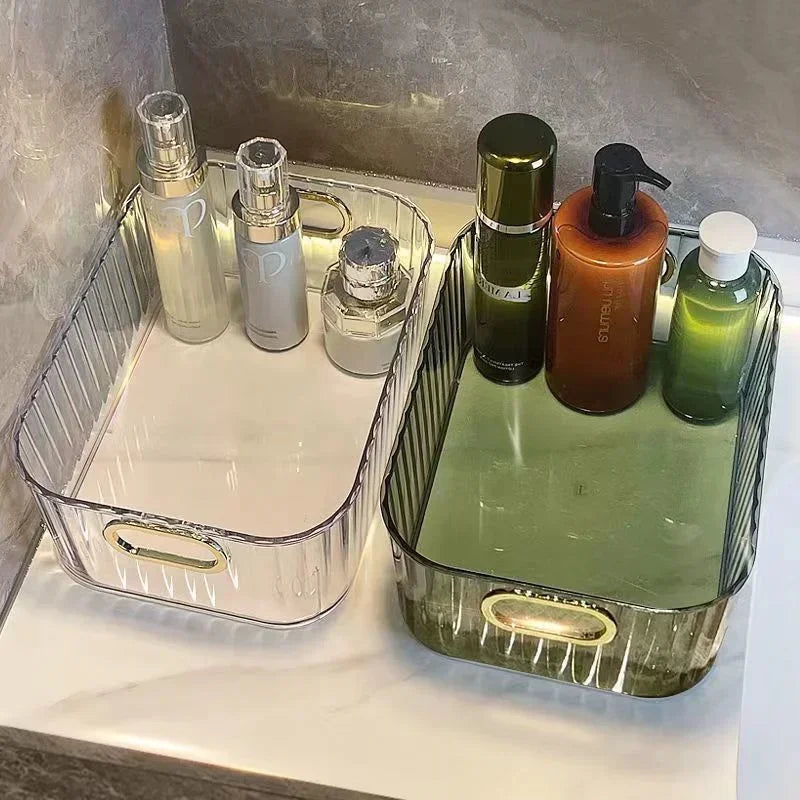 Rectangular Desktop Cosmetic Storage Drawer Stackable Green Box Acrylic Rack Sundries Snack Makeup Storage Basket Organizer