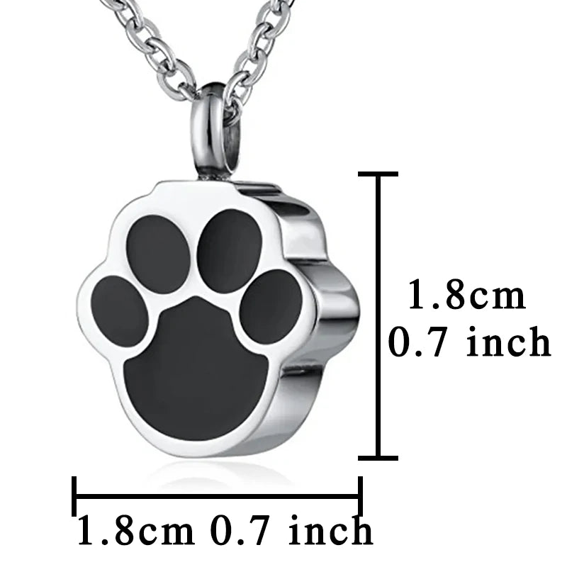 Pet Cat Dog Paw Print Cremation Jewelry for Ashes Wearable Urn Necklace Keepsake Memorial Pendant for Women Men