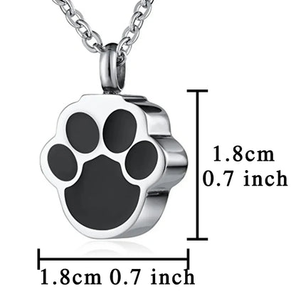 Pet Cat Dog Paw Print Cremation Jewelry for Ashes Wearable Urn Necklace Keepsake Memorial Pendant for Women Men