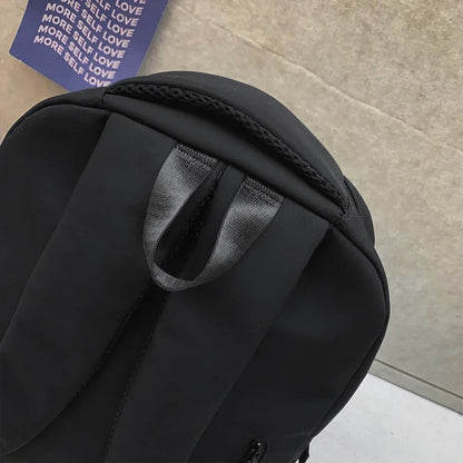 Large Capacity Solid Color Student Backpack Junior and High School Simple Black Travel Backpack