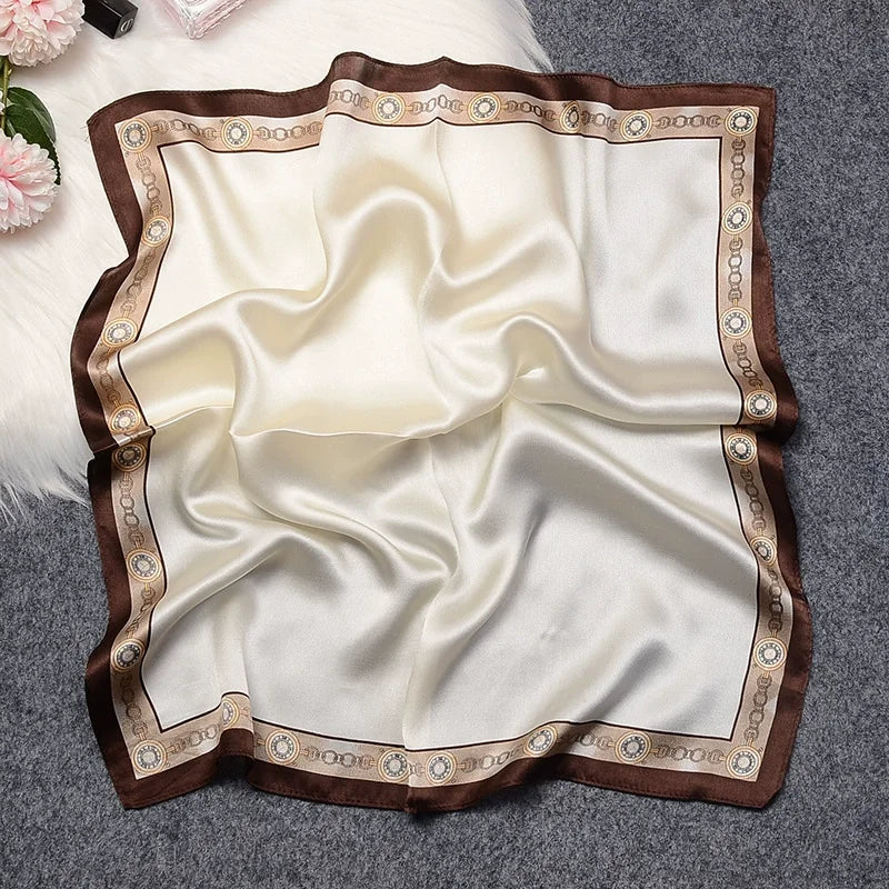 53cm Silk Printed Hijab Scarf for Women Silk Floral Print Small Scarf Fashionable and Versatile Scarf Neck Protector Hijab