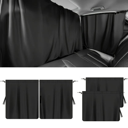 4pcs Car Privacy Curtain Set Window Shade for Travel Nap Night Camping - Detachable Simple Curtain for Vehicle Windows