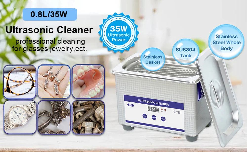 Ultrasonic Cleaner Ultrasound Jewelry Glasses Cleaning Machine 40kHZ High Frequency Ultrasonic Washing Bath for Glasses Jewelry