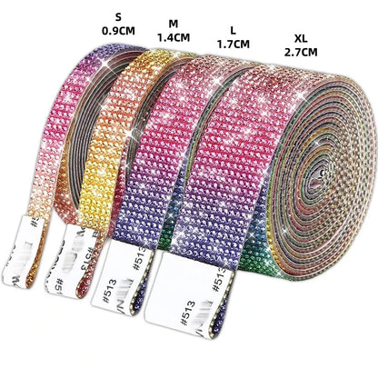 1 Yard Self Adhesive Crystal Rhinestone Sticker Diamond Ribbon DIY Sticker Rhinestones Arts Crafts Tape Car Phone Decoration