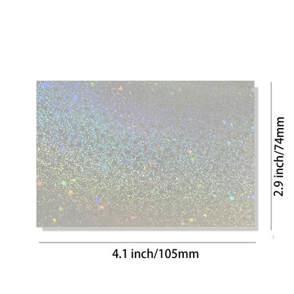 50 Sheets Sand Stars Holographic Sticker Paper 2.9×4.1 inch Glitter Clear Holographic Overlay Cold Laminating Film Self Adhesive