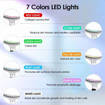 7 Color LED Facial Beauty Instrument Vibration Massage 7 Modes Face Neck Lifting Anti-Aging Wrinkle Remover For Home Use