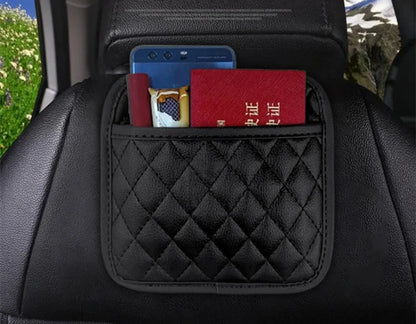 Car Adhesive Organizer PU Leather Storage Bag for Cards Phone Key