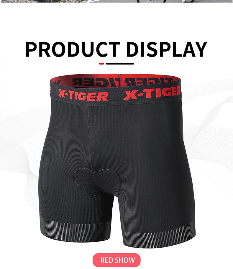 X-TIGER Cycling Shorts Breathable Mesh Cycling Underwear Gel Pad Shockproof MTB Bike Shorts Bicycle Underwear