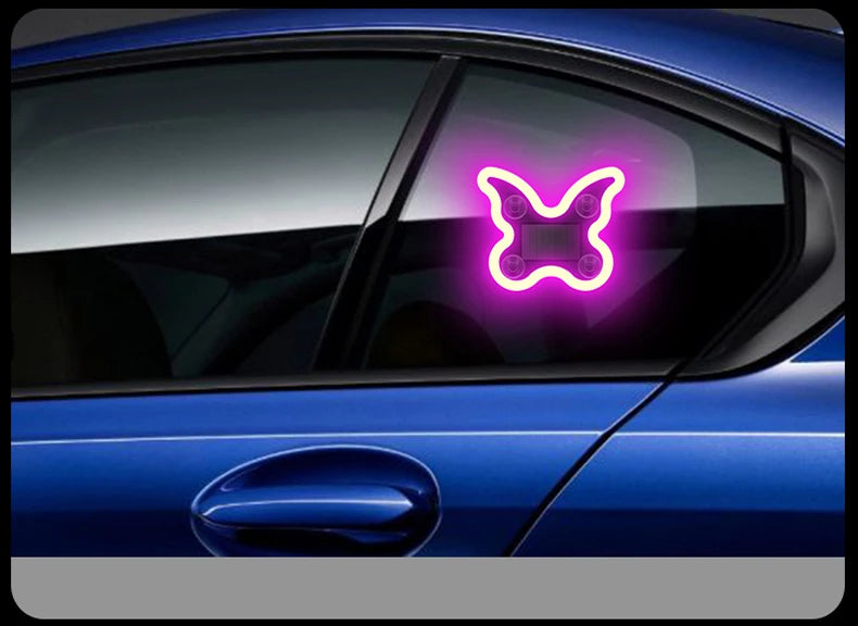 Universal Solar Atmosphere Light Heart-shaped Dynamic Gradient LED Fit Car Interior Ambient Light Decoration Accessory RGB