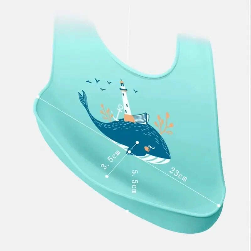Silicone Bib Baby Feeding Stuff Waterproof Baby Bibs Baby Stuff Cute Solid Printed Kids Bib Girl Boy Adjustable Soft