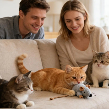 Plush Cat Toy Mouse Realistic Moving Tail with Sound Interactive Kitten Toys for Indoor Cats Hunting Game Play Pet Supplies