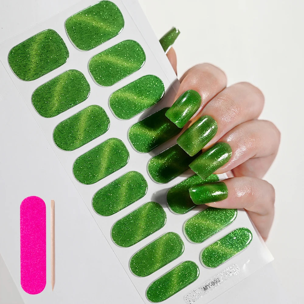 Semi Cured Wraps Fast Gel Nail Sticker Soild Nail Gel Wraps Adhesive Full Cover Gel Nail Decal UV Lamp Cured Manicure Decoration