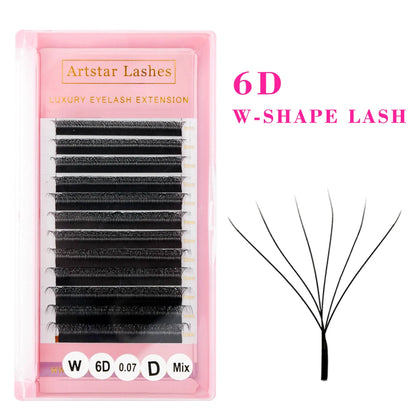 ARTSTAR W Shaped Lashes 3D 4D 5D 6D Premade Fans Eyelash Extensions C  D CC Curl W Style  Automatic Flowering Volume Eyelashes