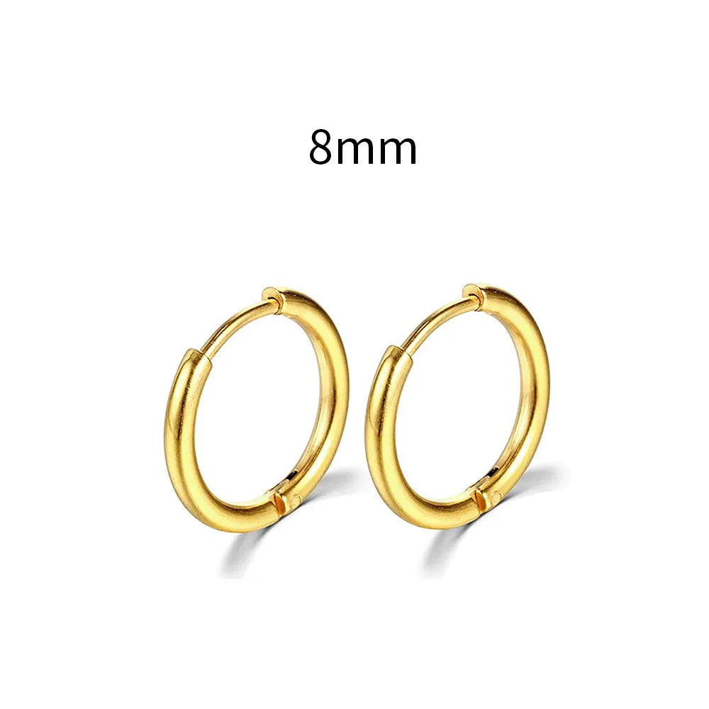 New simple stainless steel small hoop earrings for women and men, perfect for cartilage ear piercing jewelry.