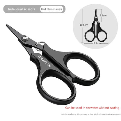 Titanium coated stainless steel fishing scissors pliers for cutting PE braided wire, carp outdoor fishing tool accessories