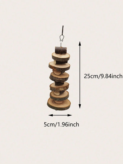 1pc-Simple wooden apple wood chew toy rabbit, chew stick, round wood teeth grinding rope, small pet toy