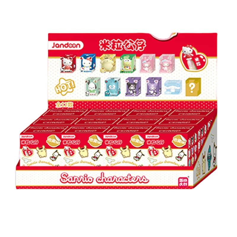 JANDOOM Sanrio Kuromi Hello Kitty Pochacco Cinnamoroll Melody Anime Figure Rice Grain Doll Peripheral Model Blind Box Toys Gifts
