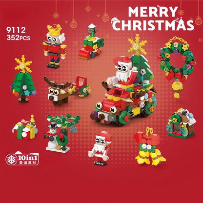 Knew Built Christmas Gift Building Blocks Toys - Fun Blind Box Game Santa Christmas Tree Train Reindeer Shoes - Perfect for Kids