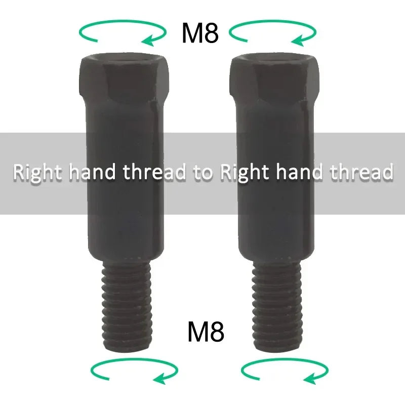 1 Pair Longer Black Silver Motorcycle Rear Mirror Adapters M8 8mm Clockwise Anti-clockwise Right Left Hand Thread Changing Screw