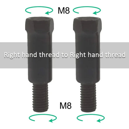 1 Pair Longer Black Silver Motorcycle Rear Mirror Adapters M8 8mm Clockwise Anti-clockwise Right Left Hand Thread Changing Screw
