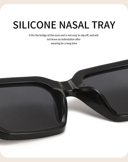 1 pair of square small frame printed fashion women's sunglasses sunglasses outdoor model posing glasses