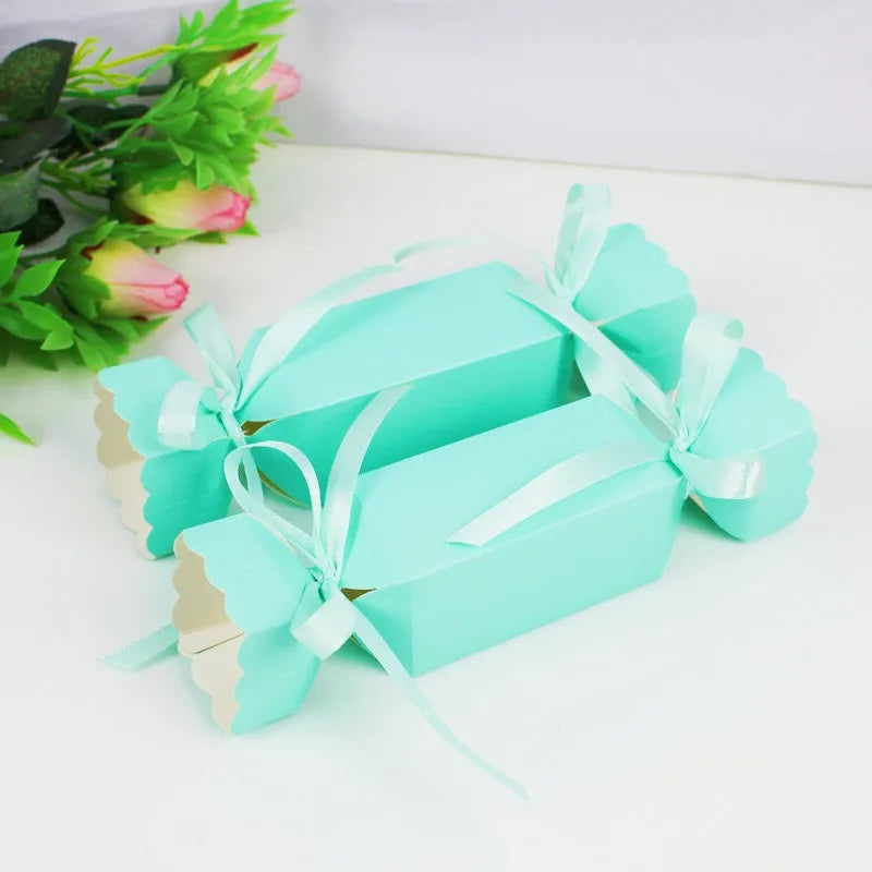Candy Box For Christmas With Ribbons DIY Sweets Chocolate Biscuit Cookies Decoration Party Gift Xmas Wedding Paper Package Boxes