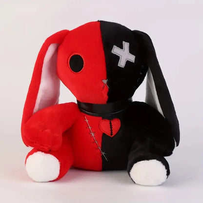 Creepy Goth Bunny Plush Black And White Contrasting Crazy Rabbit Spooky Gothic Bunny CuteStuffed Animal Halloween birthday Gift