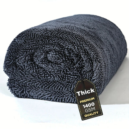 1400GSM 1/2pcs XXL Microfiber Car Drying Towel - Large Double-Sided Twisted Loop Cloth, Ultra Absorbent, Quick Dry, Streak-Free