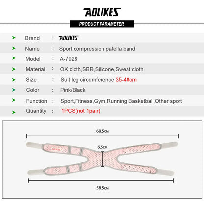AOLIKES 1PCS Pressurized Knee Wrap Sleeve Support Bandage Pad Elastic Braces Knee Hole Kneepad Safety Basketball Tennis Cycling