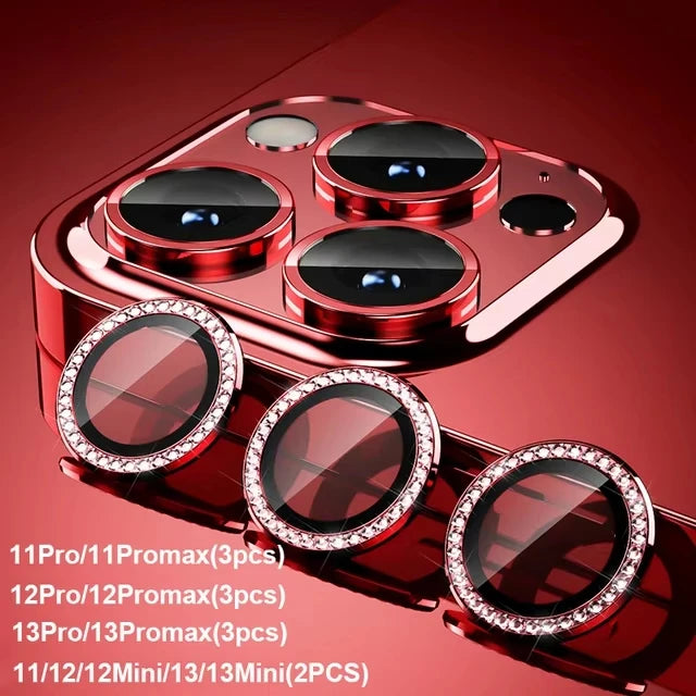 Glitter Diamond Rhinestone Camera Lens Protector for iPhone 17 18 Pro Max 16 16Pro 15 14 Plus 13 12 Mini 11 Air 17Pro 18Pro Max