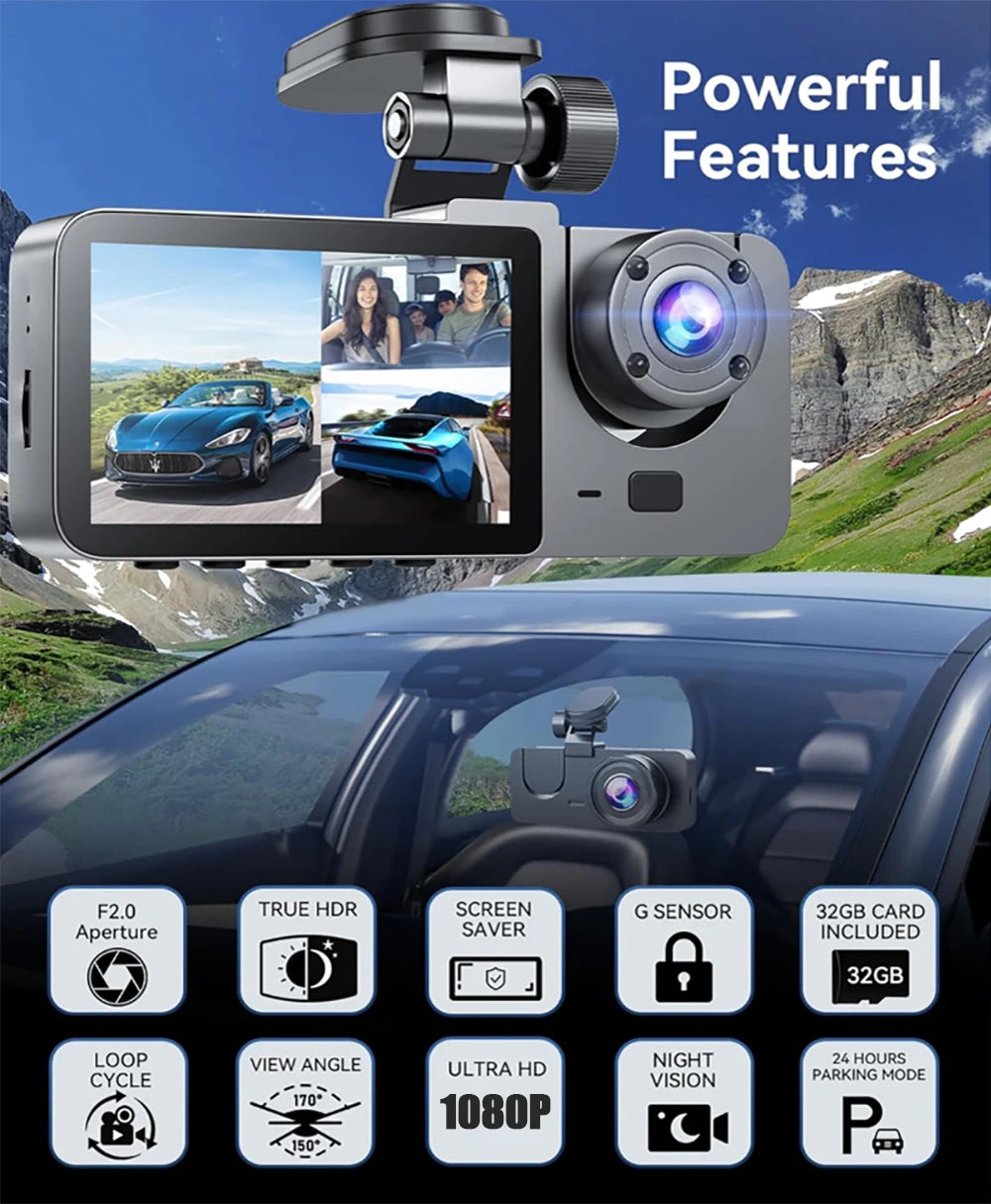 1080P HD WIFI 2/3Camera Dash Cam For Car Camera Video Recorder Car DVR Front Rear View Camera Night Vision Car Accessories