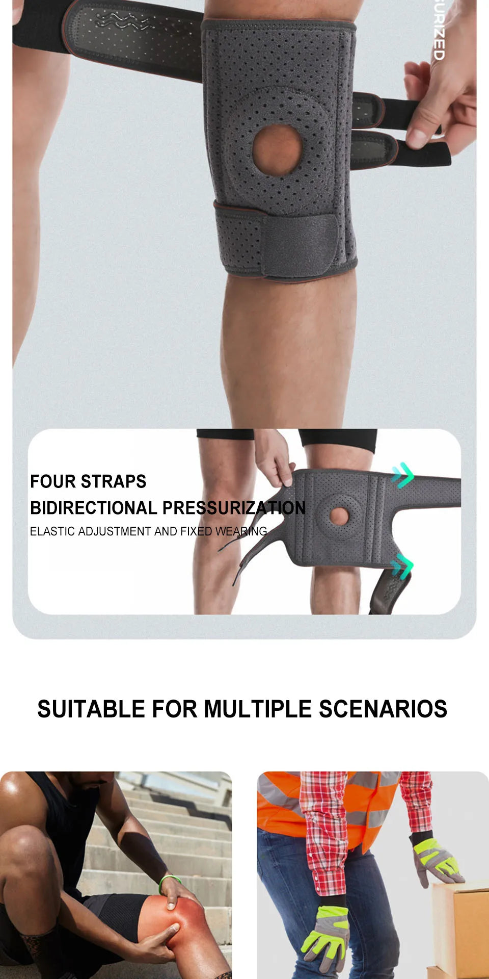 AOLIKES 1PCS NEW Knee Brace with Side Stabilizers & Patella Gel Pads,Knee Support for Cycling,Running,Climbing
