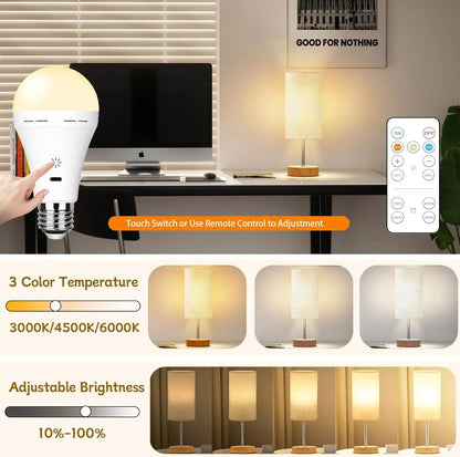 Rechargeable Light Bulb RGB color USB Led Bulb  Smart Bulb Dimmable E27 Bulbs with Timing Cordless Battery Operated Light Bulb