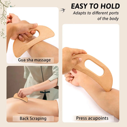 Wooden Gua Sha Tool Manual Massage Scraper for Lymphatic Drainage Slimming Guasha Massage Board Body Tissue Gua Sha Paddle Tool