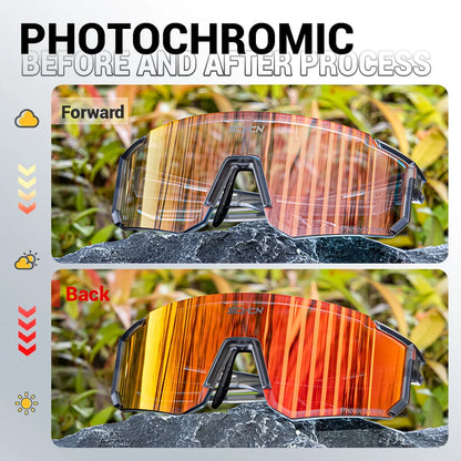SCVCN Photochromic Sunglasses Cycling Glasses Outdoor Cycling Road Mountain Bike Glasses Men and Women Casual Hiking Windproof