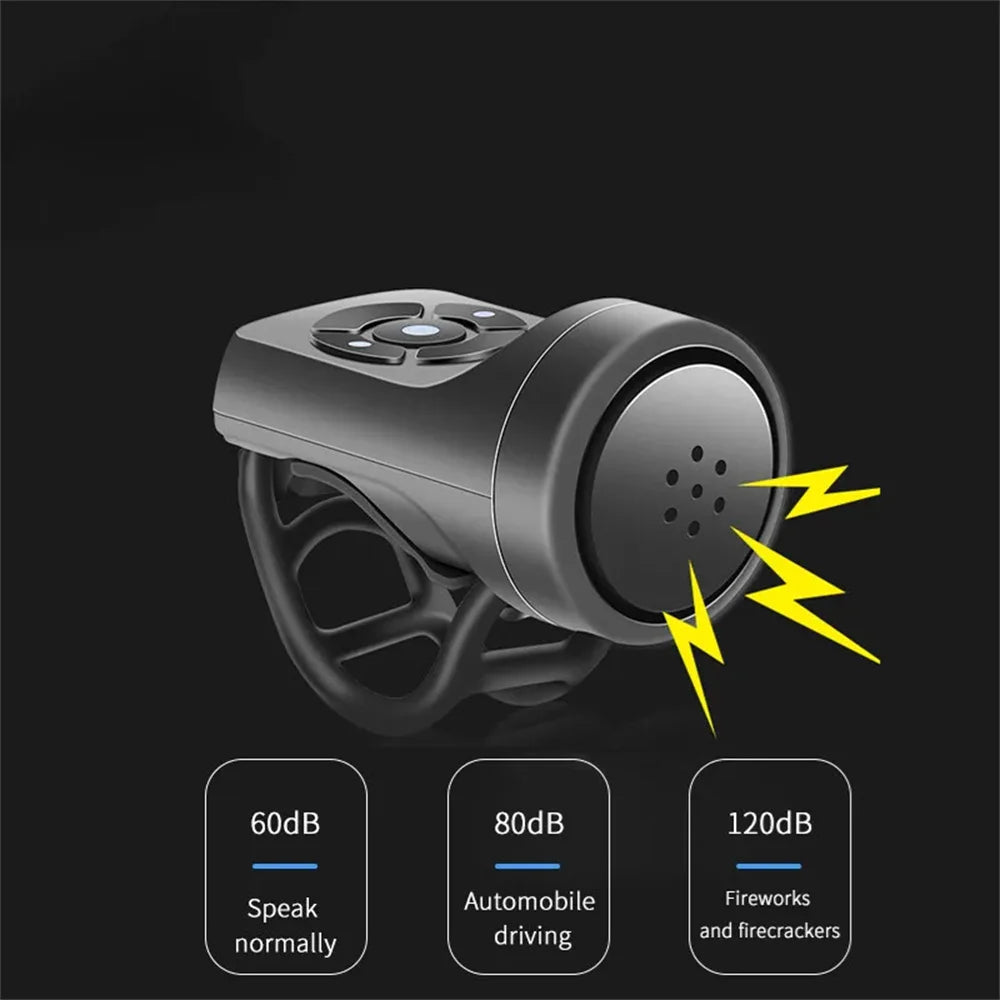 USB Rechargeable Bicycle Electric Bell Motorcycle Horn 4 Modes Mountain Bike Bell Cycling Anti-theft Alarm Horn Bike Accessorie