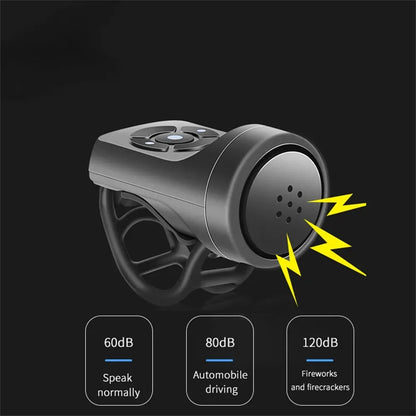 USB Rechargeable Bicycle Electric Bell Motorcycle Horn 4 Modes Mountain Bike Bell Cycling Anti-theft Alarm Horn Bike Accessorie