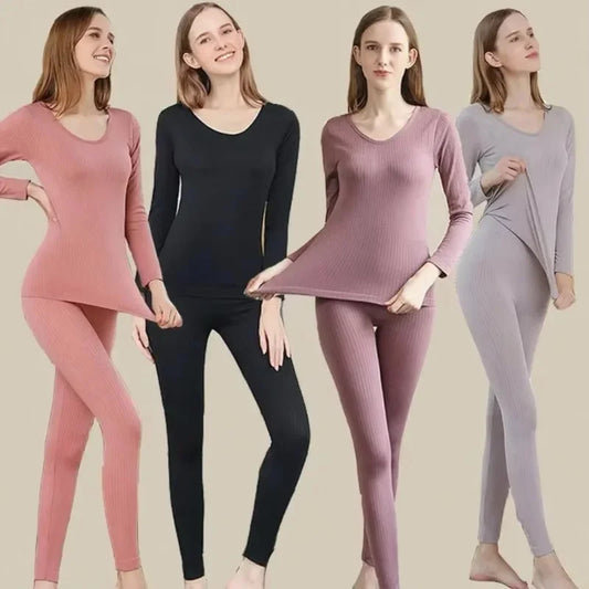 Warm Thermal Underwear Sexy Ladies Intimates Long Johns Women Shaped Sets Female Middle Collar Shaping Clothes Set Winter