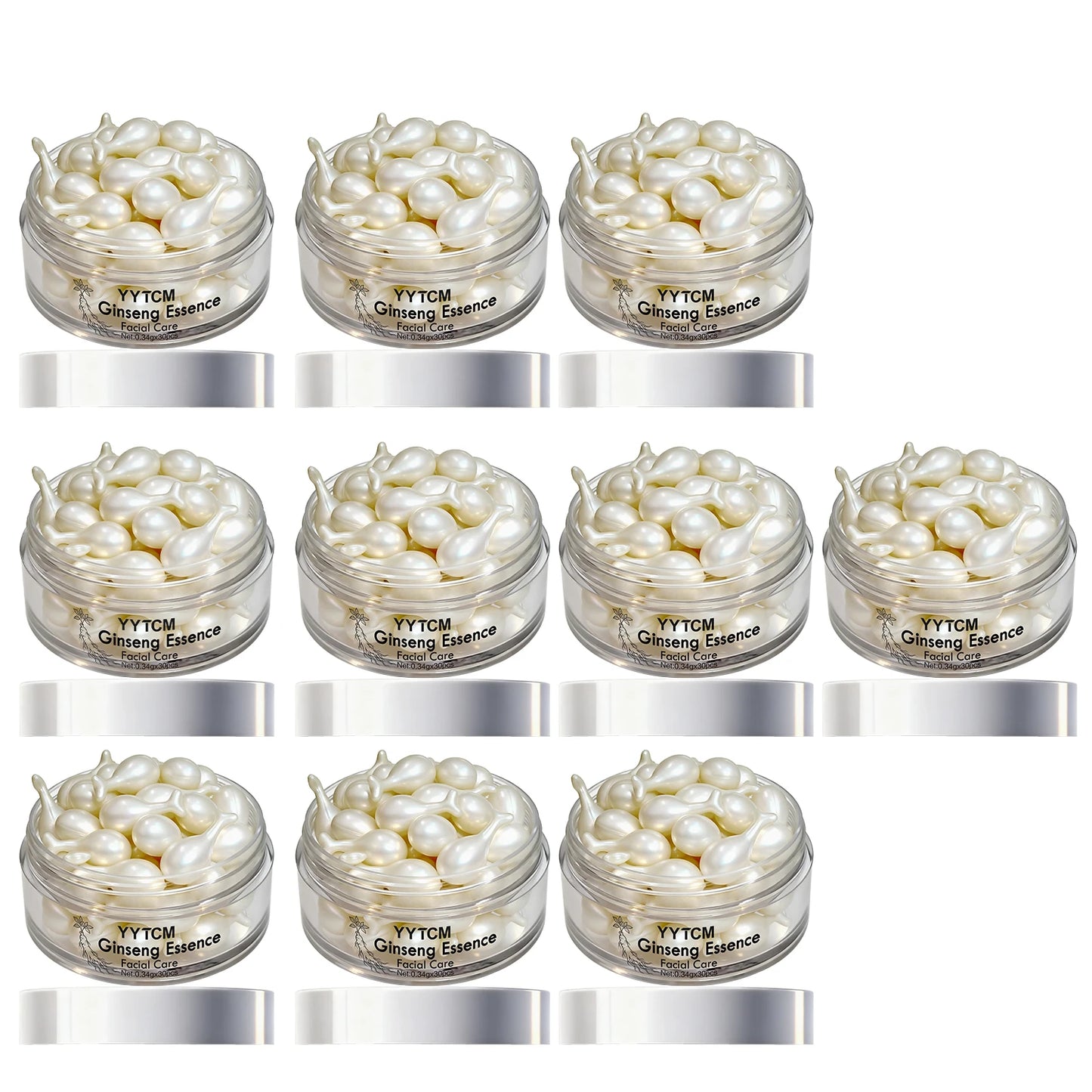 Ginseng Essence Capsules, Moisturizing and Firming Essence Serum, Contains Squalane, Niacinamide, Vitamin E, Retinol, Deep Hydration (0.34Gx30 Capsules)/Bottle-1 Bottle