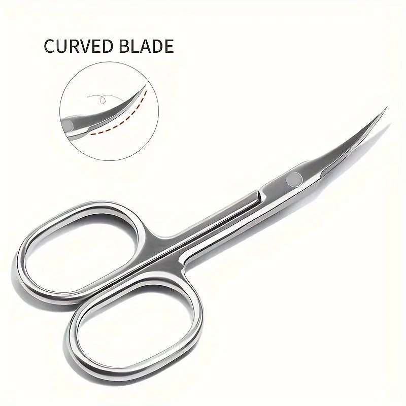 2pcs Stainless Steel Precision Curved Scissors for Manicure and Pedicure Ergonomic Design for Dead Skin,Hangnail,Callus Removal