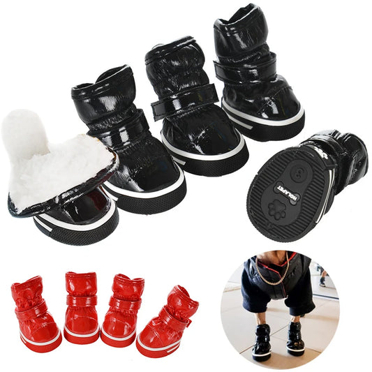 Waterproof Dog Shoes For Small Medium Dogs Cats Winter Warm Puppy Snow Boots Outdoor Adjustable Chihuahua Pug Shoes Pet Sneakers