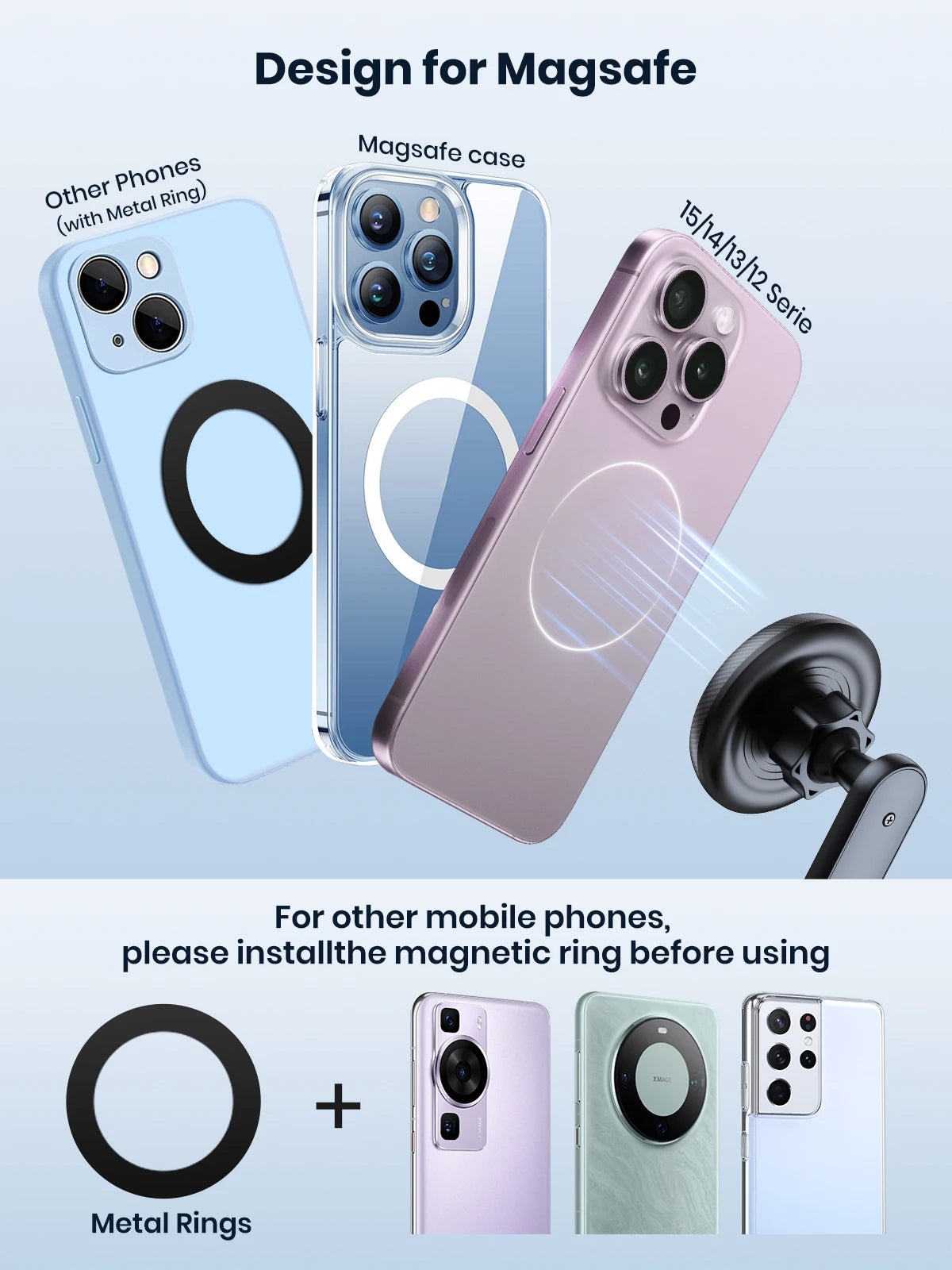 TOPK Magnetic Car Phone Holder for Magsafe Phone Mount ,Air Vent Car Phone Holder,Car Cradle for iPhone 15/14/13/12 Series