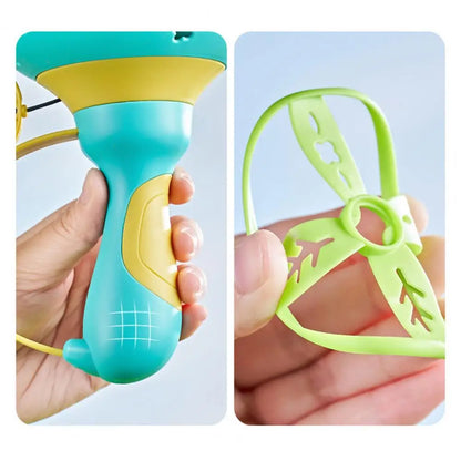 Flying Saucer Disc Launcher Kids Flying Toys Pull String UFO Throw Catch Outdoor Sport Propeller Children Toys Gift For Boy Girl