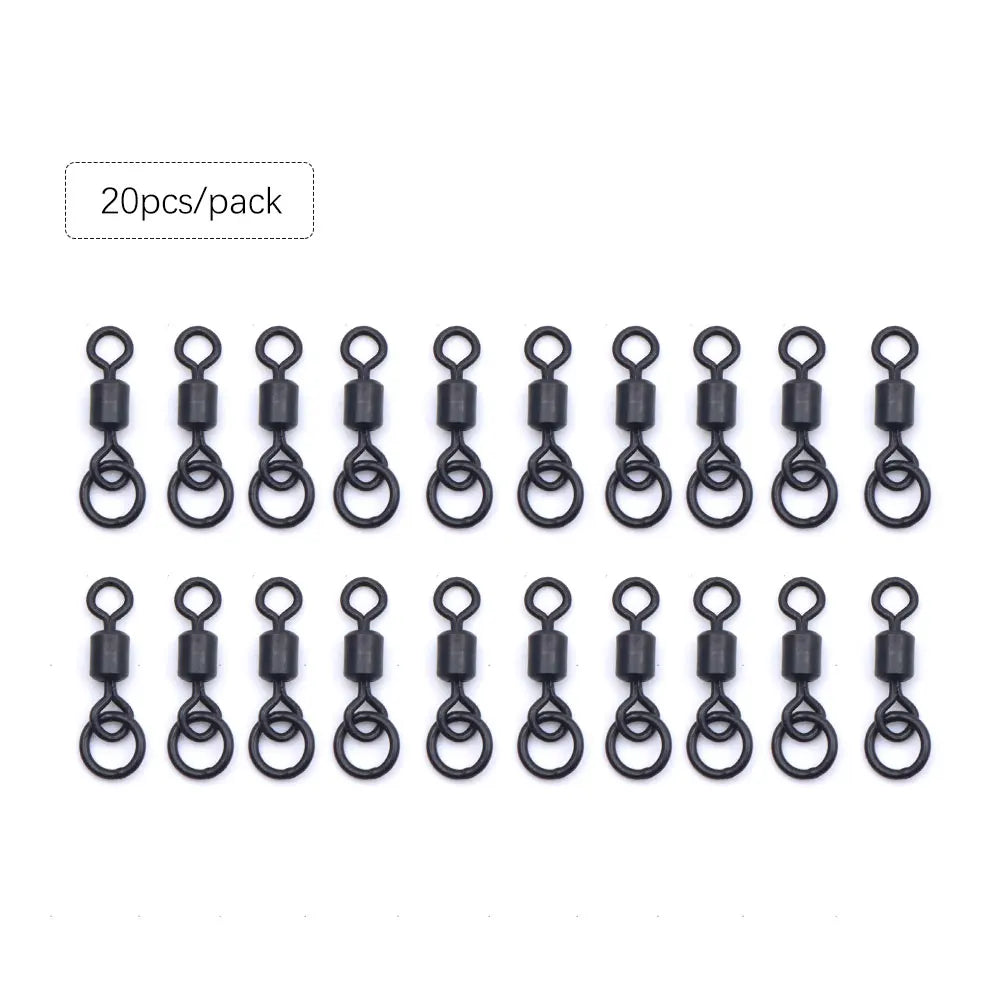 20pcs Carp Fishing Accessories Flexi Rolling Swivels Chod Rig Hair Rig Quick Change Hooklink Ring Swivels For Fish Tackle